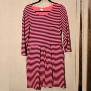 Red and Black J Crew long sleeved Skater Dress
